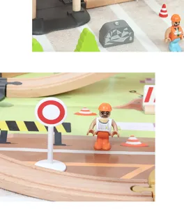 Wooden railway train track toy parts construction set kids educational gift detail view