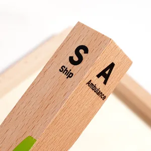 Kids wooden spelling block toy with alphabet letters for early childhood education main view.