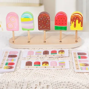 Educational Wooden Pretend Play Ice Cream Popsicle Matching Toy Kids Early Learning Montessori Puzzle Toy