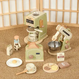 Giocattoli da Cucina per Giochi di Ruolo per Bambini in Legno Macchina da Caffè Educativa Interativa Macchina per Pane Mixer Set Regalo