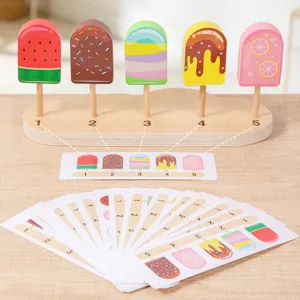Kids Wooden Ice Cream Toy Set Educational Matching Puzzle Game Toddler Montessori Gift