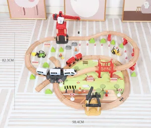 Children wooden train track set electric high speed train toy puzzle boys birthday gift