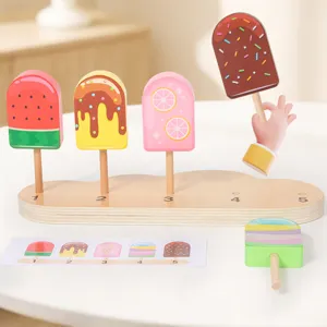Kids wooden ice cream matching toy set educational montessori sorting game play food