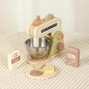 Giocattolo frullatore da cucina in legno per bambini, set da gioco di cottura con ciotola.