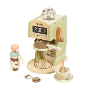 Set di giocattoli per macchina da caffè in legno per bambini, giocattolo da cucina interattivo.