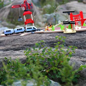 Children wooden track electric high speed train toy set puzzle for boys birthday gift