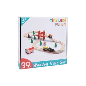 Wooden Train Set 39 Pieces Toddler Toy Wooden Track Building Toy Gift for Kids Boys