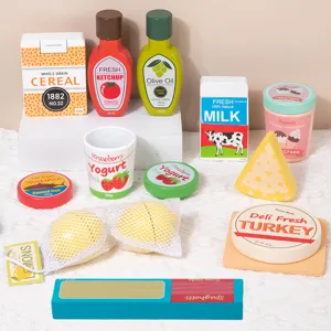 Children Wooden Pretend Play Food Set Simulation Kitchen Toys Milk Ice Cream Cheese Pasta Cooking Toy Gift