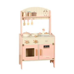 Holz Kinder Küche Spielzeug mit Kochgeschirr rosa Rollenspiel Simulation für Kinder Geschenk
