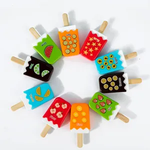 Wooden ice cream toy set for kids, colorful number sorting play food toy for early education.