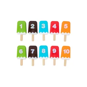 Kids number ice cream toy set with wooden sticks educational preschool learning gift