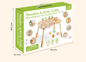 Wooden baby activity table Montessori toy early education puzzle bead set for infants.