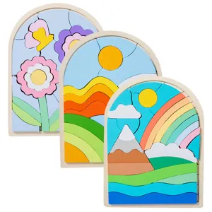 Kids wooden arch puzzle educational toy set creative stacking blocks for early learning