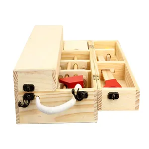 Set caja de herramientas de madera para niños, juguetes educativos de bricolaje y reparación.