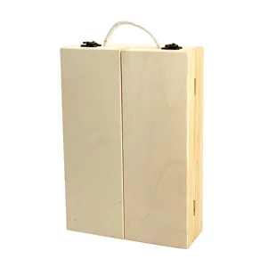 Vista detallada de la caja de herramientas de madera con grano natural, cierres y asa metálica.
