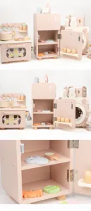 Wooden pretend play kitchen toy set with refrigerator stove washing machine and accessories!