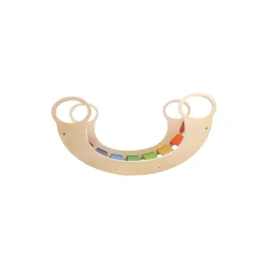 Wooden kids climbing arch rainbow rocker Montessori toy for indoor physical training playground