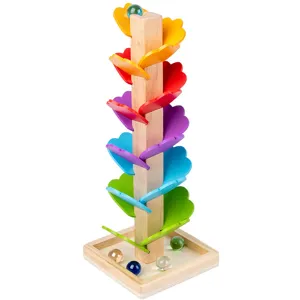 Jouet en bois d'arbre a billes arc-en-ciel pour enfants education precoce et couleur.