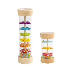 Children wooden rainmaker toy Orff musical instrument Montessori educational early learning 2pcs