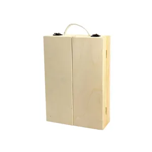 Caja de herramientas de madera con asa de cuerda y cierres metálicos para juguetes de niños.
