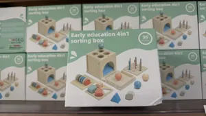 Montessori wooden 4-in-1 sorting box early education toy for kids color shape matching