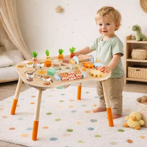 Mesa Ocupada Montessori de Madera Juguetes Educativos Multifuncionales Centro de Actividades de Madera Rompecabezas Regalo Para Niños