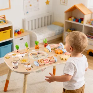 Montessori juguete de madera mesa de actividades bebé sensorial clasificación de formas