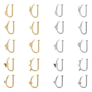 Edelstahl gefälschte Nasenring Lippenring Körper Schmuck Set Artikel perfekt.