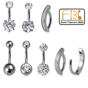 G23 Massive Titan Bauchnabelpiercing F136 Navelring Strass Body Piercing Schmuck Hypoallergen Piercingstecker Unisex