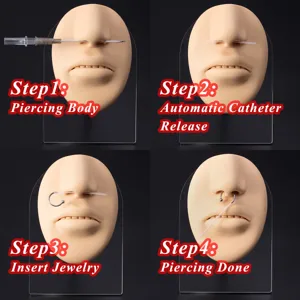 Disposable piercing needle catheter body piercing tool set for professional body art use