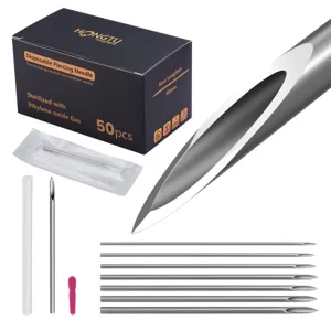 Professional 304 Stainless Steel Disposable Piercing Needles Sterilized Extended Body Piercing Tools For Ear Nose Navel Piercing Jewelry