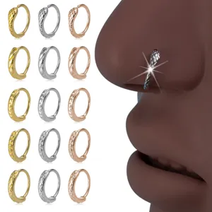 Fashion Alloy Geometric Nose Ring Unisex Trend Punk Piercing Jewelry Textured Copper Alloy Hoop Nose Rings For Women Men