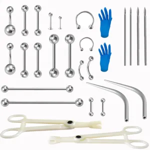 Professionelles 316L Edelstahl Body Piercing Set Mit Schmuck Barbell Bauchring Hufeisen Piercing Werkzeuge Für Unisex