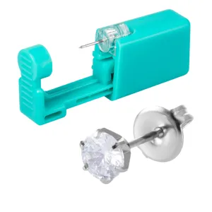 Disposable ear piercing gun set with stainless steel crystal stud for safe body piercing tool