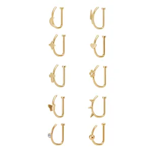 Gold Nasenringe Set 10 Stk Edelstahl Piercing Schmuck Set für Damen und Herren Piercing