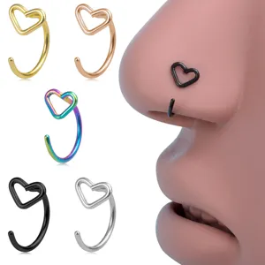 Edelstahl Herz Nasenring Reifen Hohl U Förmig Knorpel Ohrring Piercing Schmuck Für Männer Frauen Unisex