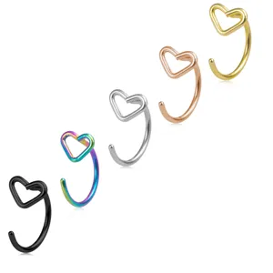 Edelstahl Herz Nasenring Set Koerper Piercing Schmuck bunte Helix Ohrringe Damen