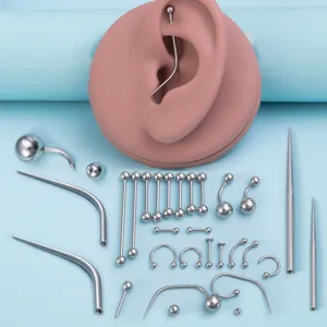 Edelstahl-Körperpiercing-Schmuckset, gebogene Hantel, Labret und Ring-Kit für Damen.