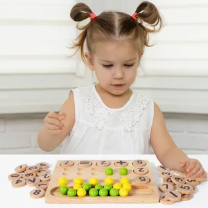 Wooden Math Ten-Frame Counting Toy Kids Educational Montessori Learning Addition Subtraction