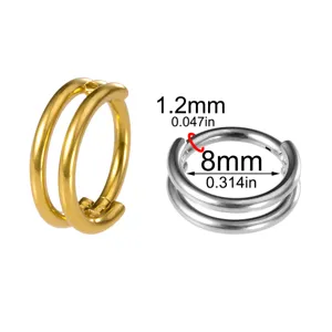 Edelstahl Doppelreifen Piercing Ring, minimalistischer runder Körperschmuck, 8mm Größe.