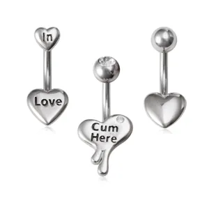 3 Stk. Herz Bauchnabel Piercing Ringe Edelstahl Bauchpiercing Schmuck Set 2024