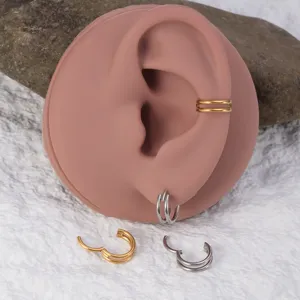 Edelstahl Doppelreifen Segmentring Piercing Schmuck in Gold und Silber Farben Trend
