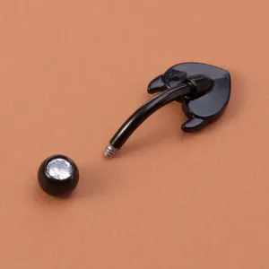 Schwarzer Teufel Herz Bauchnabelring Piercing Schmuck, Edelstahl Bauchnabel Piercing.