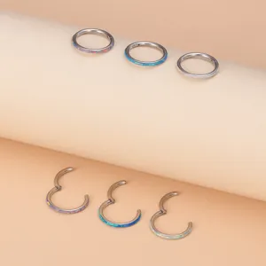 Edelstahl Opal Scharnier Segment Ring Knorpel Ohrring Nasenring Piercing Schmuck