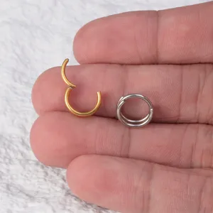 Edelstahl Piercing Nasenring Scharnier Creolen minimalistischer Körperschmuck Art