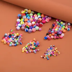 Bunte Acryl Piercing Ersatzkugeln Set, verschiedene Muster für Körperschmuck.
