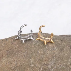 Edelstahl doppellagiger Zirkonia Stachel Septum Nasenring Punk Koerper Piercing Schmuck