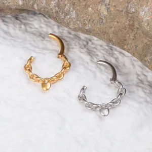Edelstahl Herz Kette Nasenring PVD Gold Silber Plattiert Herz Anhänger Piercing Schmuck Für Damen Herren Unisex Ohrringe