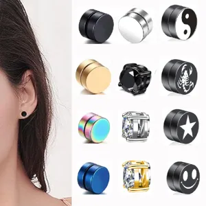Edelstahl Eisen Magnetische Ohrstecker Ohne Ohrloch Magnet Clip Ohrringe Gold Schwarz Silber Strass Ohrringe Unisex Schmuck