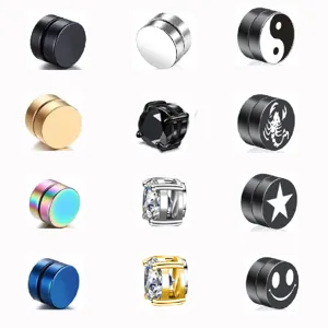 Magnetische Edelstahl Ohrringe ohne Piercing Clip Ohrstecker Zirkonia Modeschmuck.